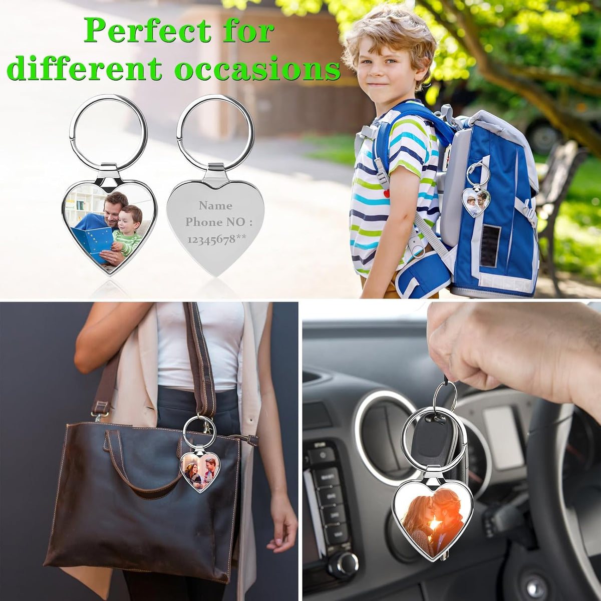 Double Side Custom Keychain with Picture Personalized Engraving Photo Text Customized Gifts for Men