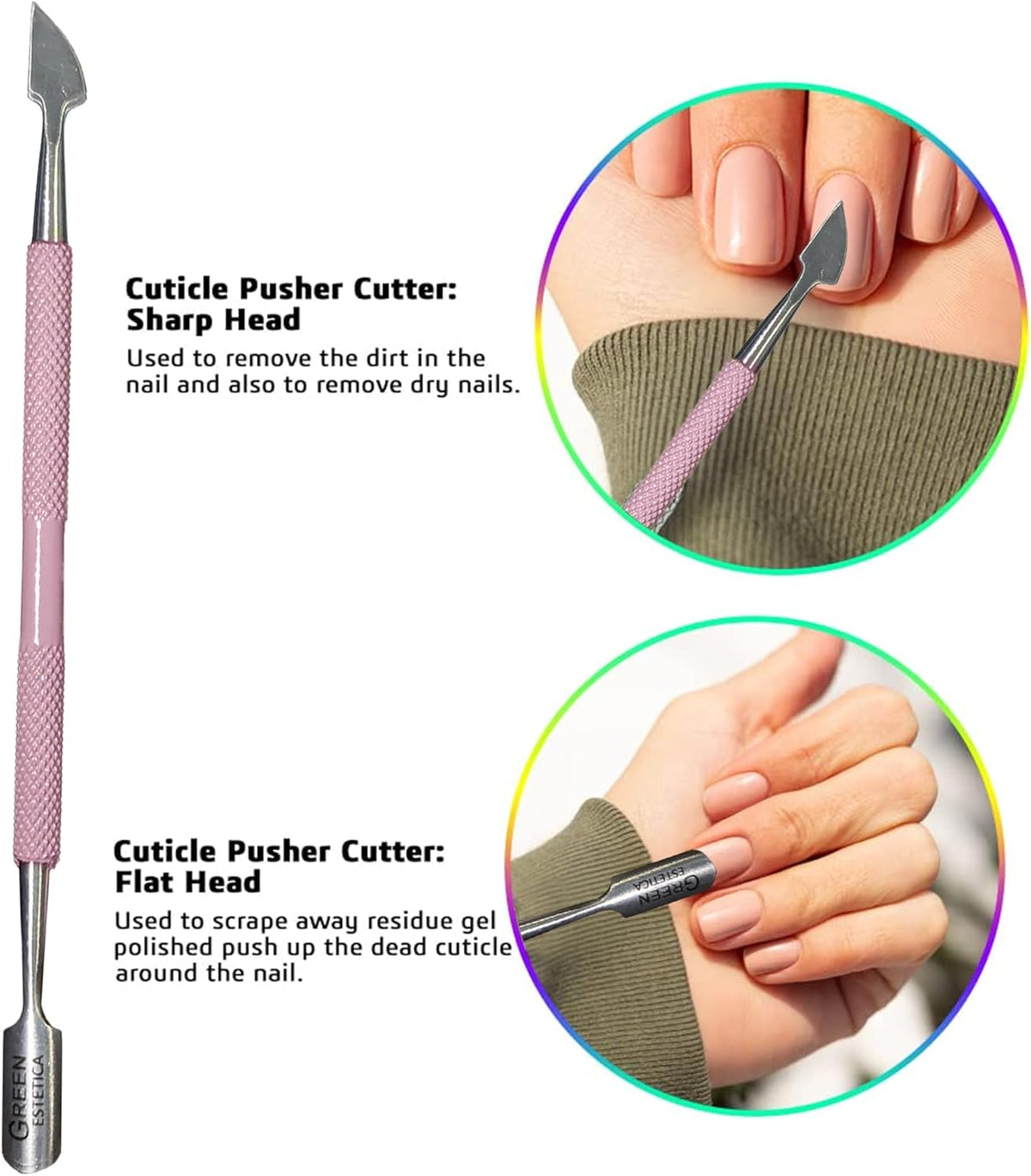 Professional Cuticle Trimmer with Cuticle Pusher Nail Cuticle Remover Nipper Silver Stainless Steel
