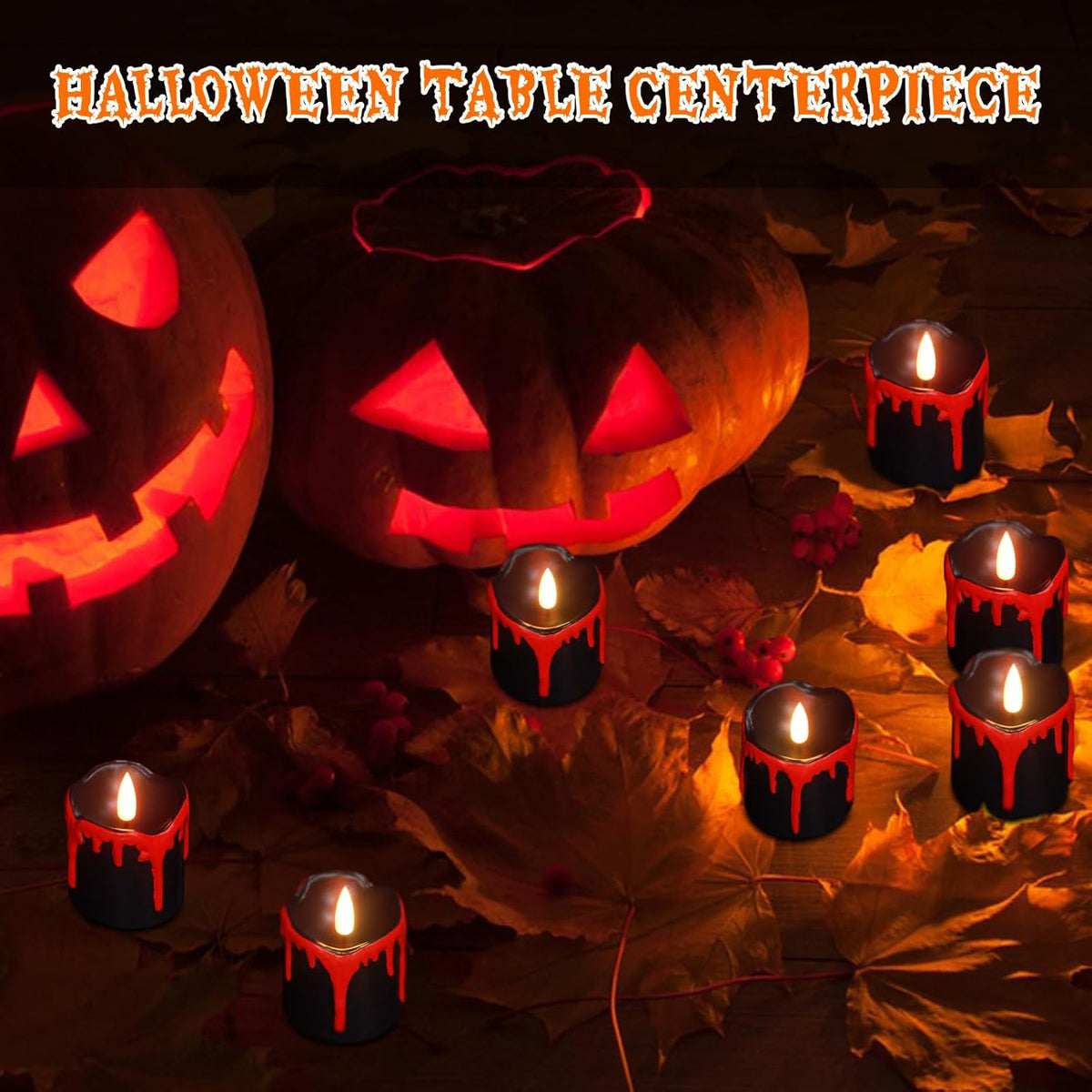 Halloween Black Votive Candles Battery Operated with Long Lasting CR2450 Batteries, LED Flameless