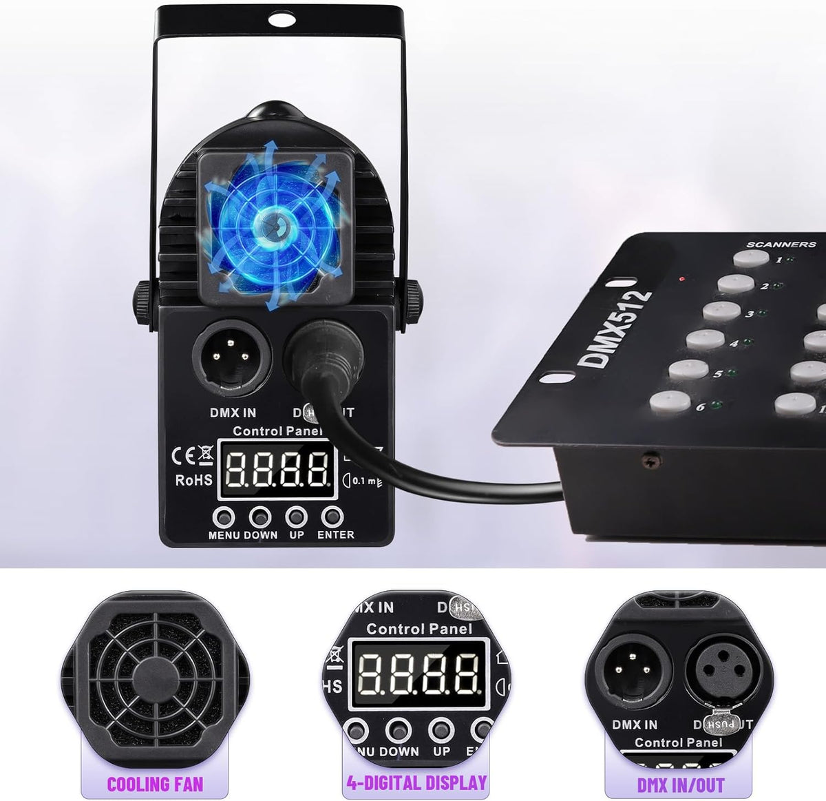 Pinspot Light 15W DMX, Czgor RGBW Disco Ball Lights with Remote Control / DMX512 / Sound Activated