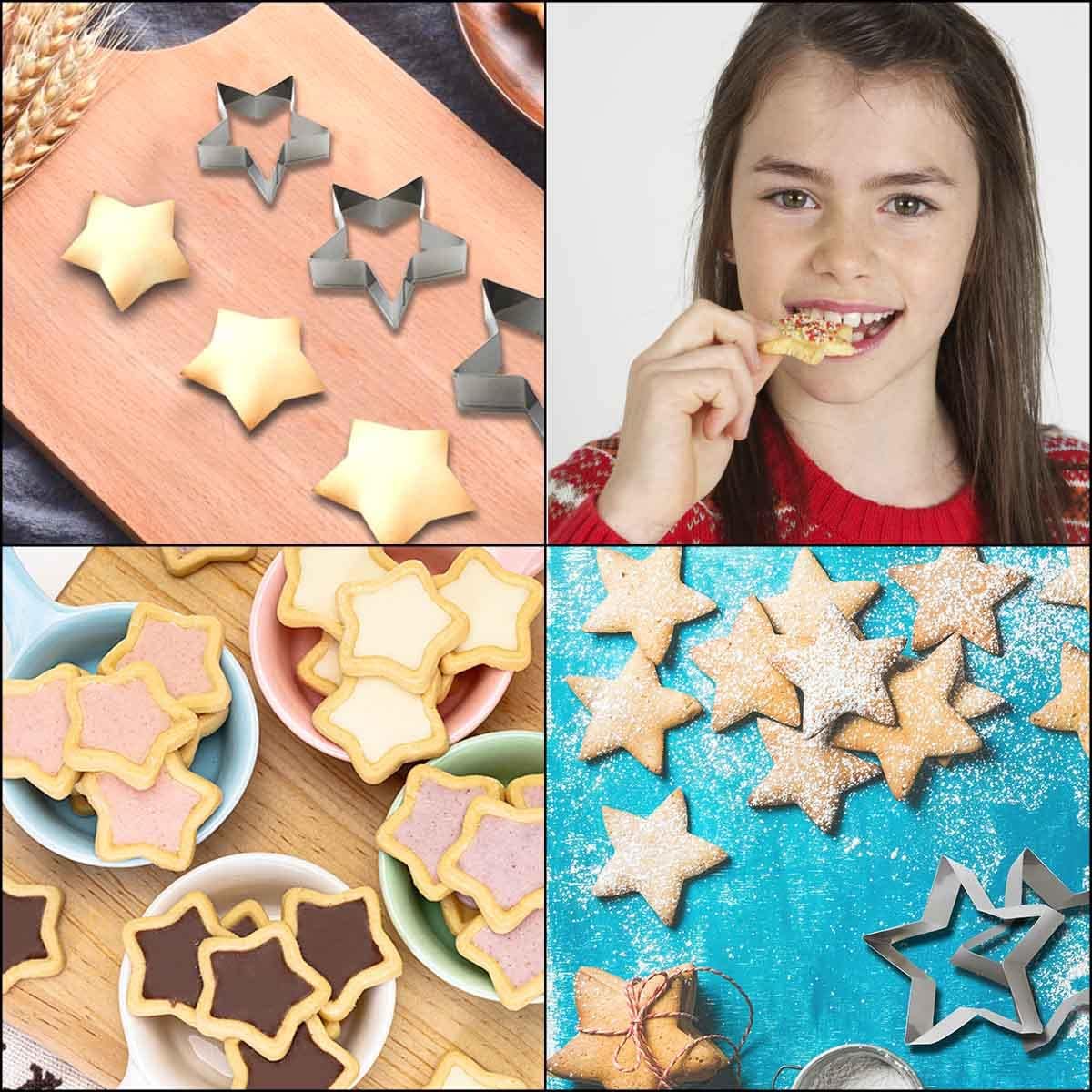 6 Pieces Star Cookie Cutters Set - Stainless Steel Five-Pointed Shaped Cutter, Biscuit Molds