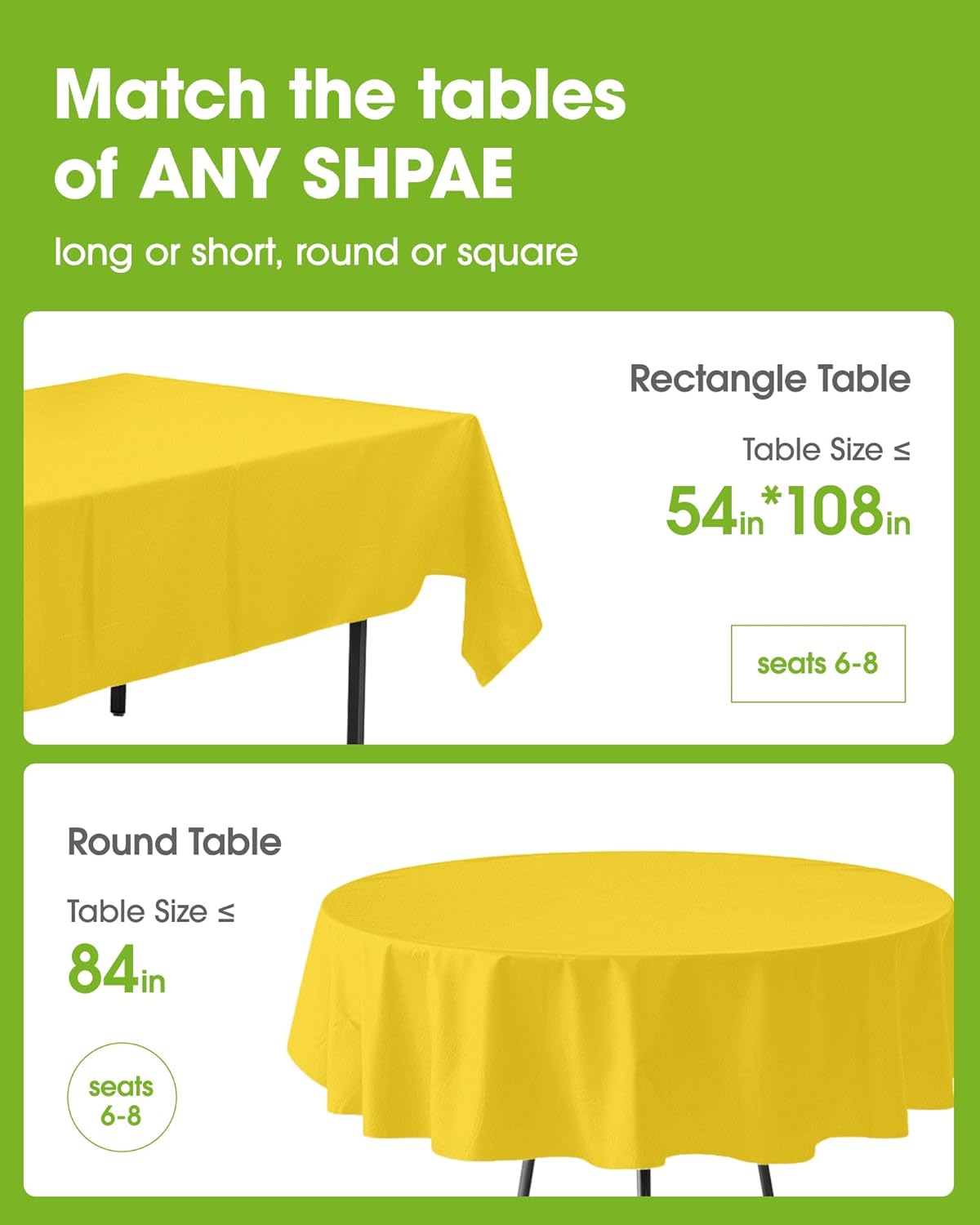 Pureegg Plastic Table Cloth Disposable 10 Pack, 54 x 108 Inch Table Cloths, Easter Party