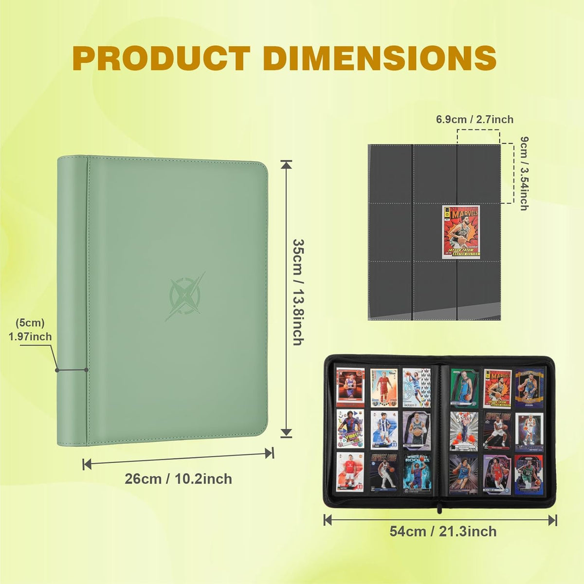 Trading Card Binder, Card Binder 9 Pocket for Trading Cards, Holds 540 Cards, Zippered Premium Card