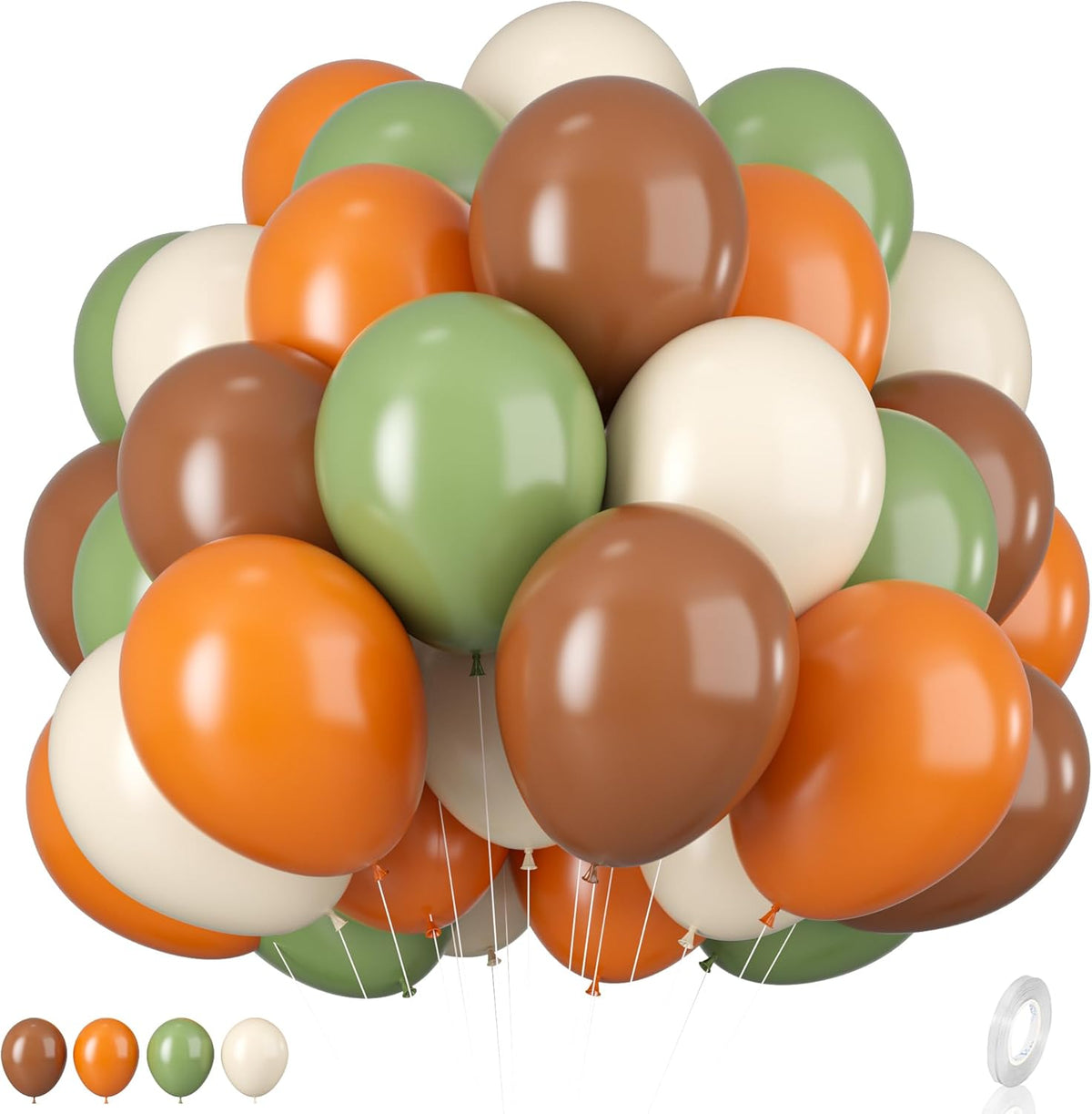 Sage Green and Orange Balloons, 12 Inch Green Brown Orange Balloons Olive Green Brown Beige Jungle