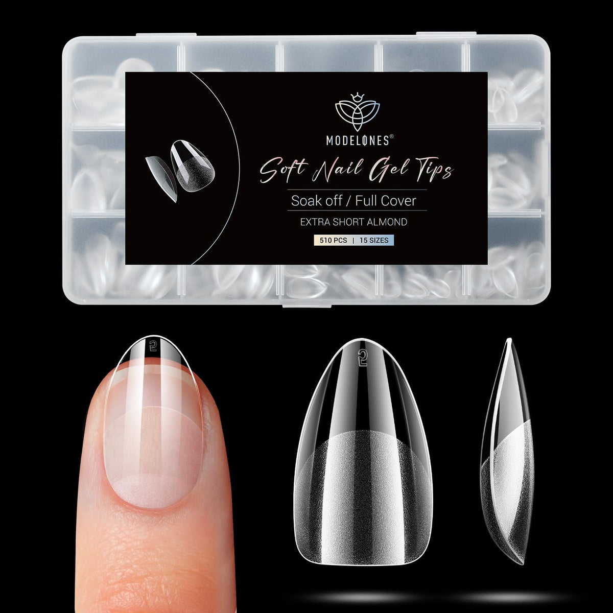 Modelones Extra Short Almond Fake Nail Tips - 510Pcs Gel Tips Pre-shaped Half Matte Full Cover