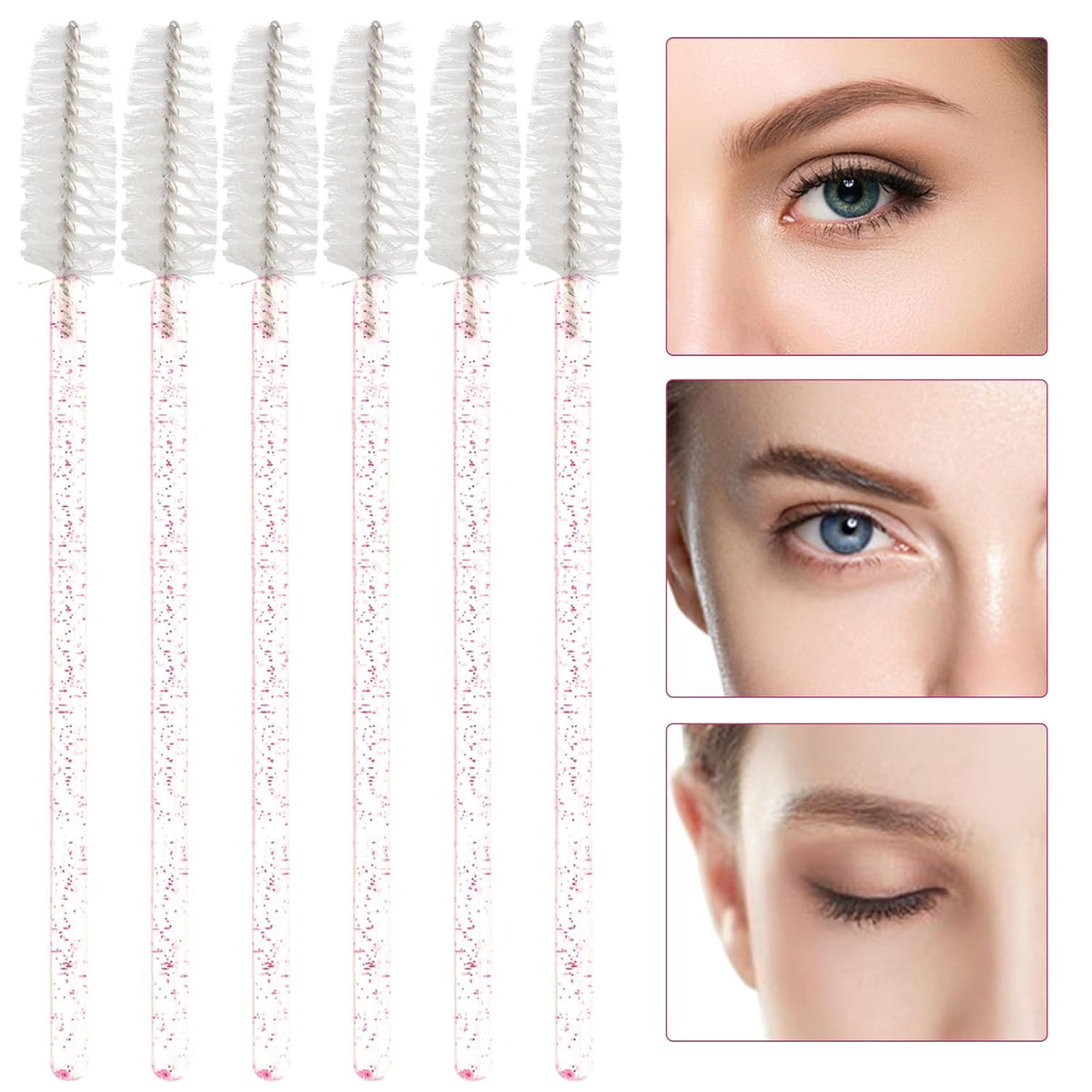 300PCS Disposable Mascara Wands Spoolie Brush Crystal Eyebrow Brushes Eyelash Extension Applicator