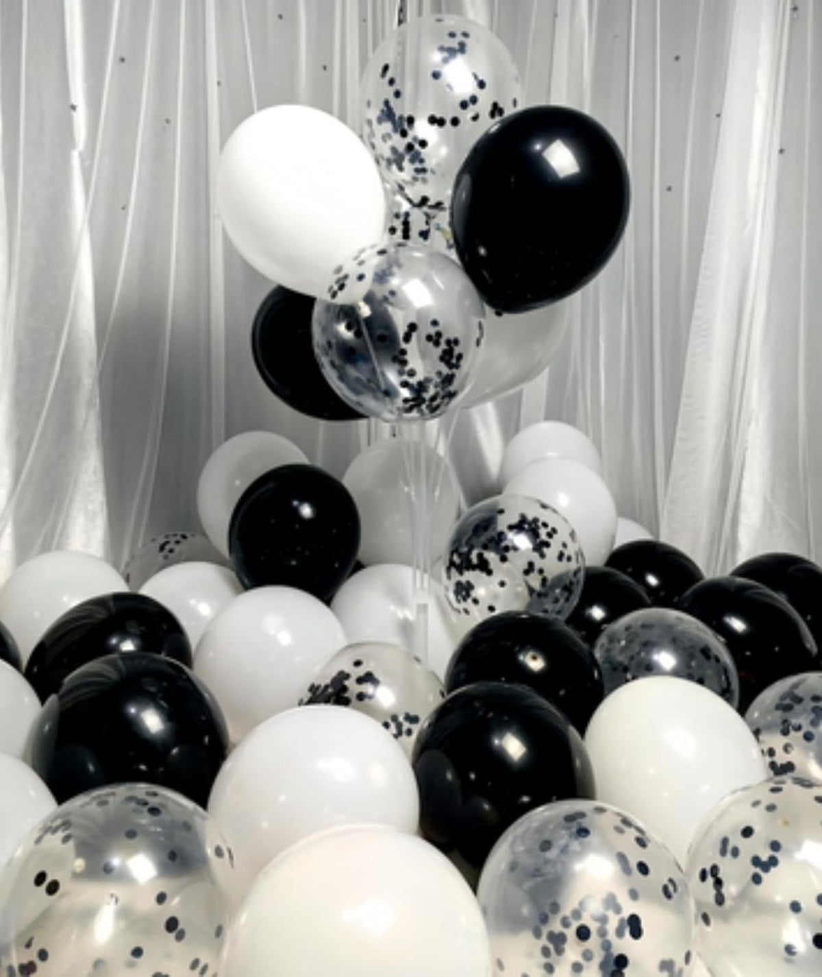300 Pack Black and White Balloons 12 Inch Black Confetti Balloon for Various Party Events