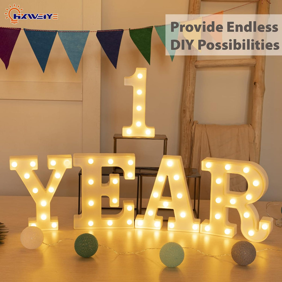 HXWEIYE Marquee Light Up Numbers-1, 8.5 Inch Decorative Letter Sign 26 Alphabet and 10 Number