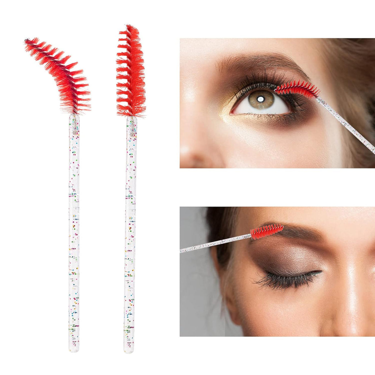 BTYMS 100 Pieces Disposable Mascara Wands Lash Spoolies Eyelash Brush Brow Spoolies Eyebrow Brush