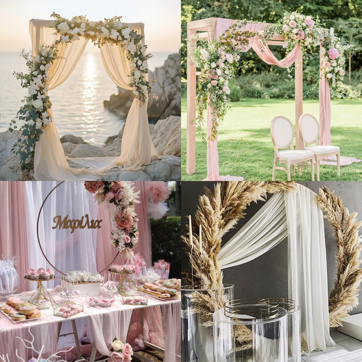 Socomi Lilac Purple Wedding Arch Draping Fabric 29" x 20Ft 1 Panel Sheer Outdoor Curtain Drapes