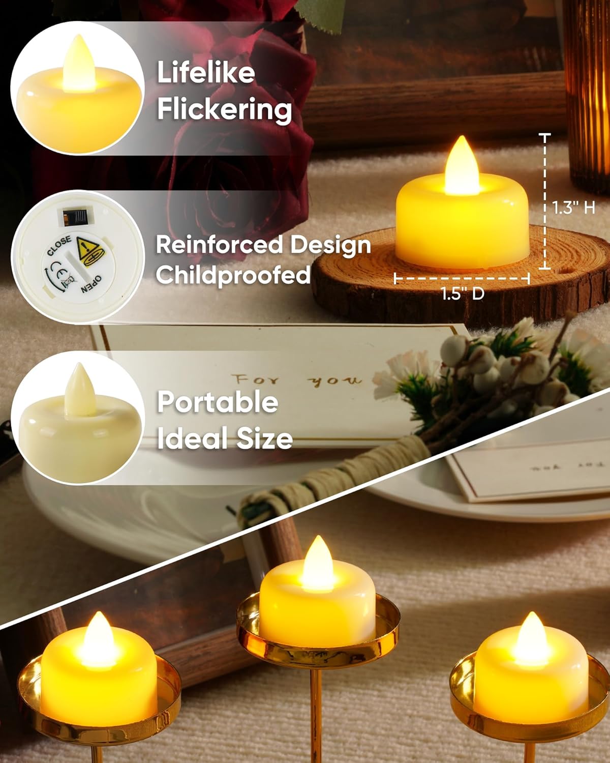 Amagic 12 Pack Remote Candles, Tea Lights with Timer, 400+Hours Flickering Flameless Battery