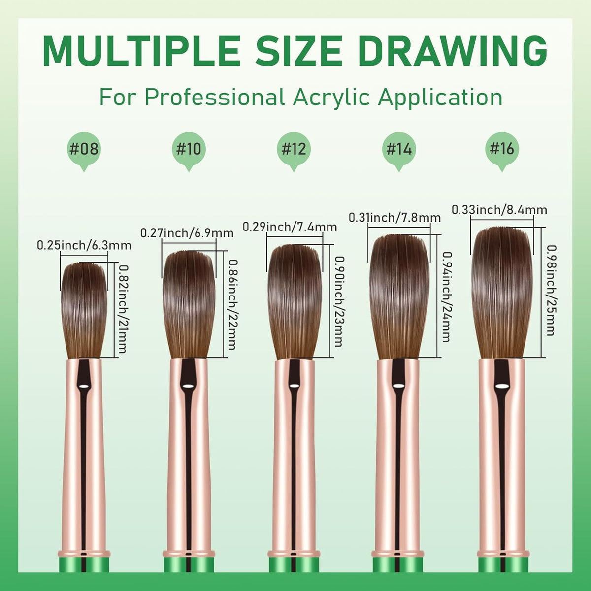 Acrylic Nail Brush Size #12, KEMEISI 100% Pure Kolinsky Nail Art Brushes Sturdy Handle Oval Shaped