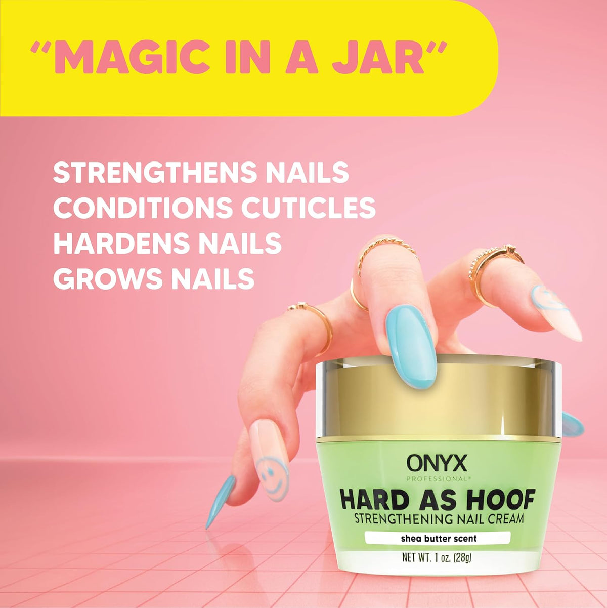 Onyx Professional Hard as Hoof Nail Strengthening Cream, Shea Butter Scent - Nail Growth &