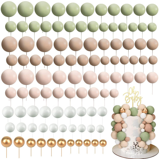 108 Pcs Balls Cake Topper DIY Cupcake Insert Foam Balloons for Cake Baking Wedding Anniversary