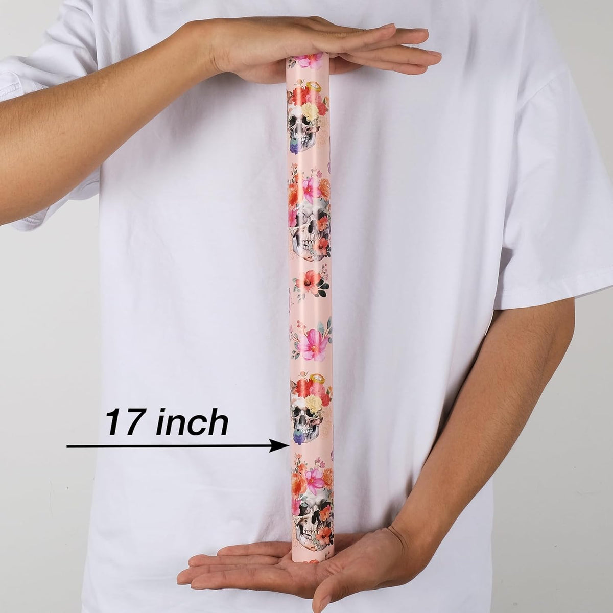 Aimyoo Gothic Wrapping Paper Roll, 17 Inch X 16.5 Feet Skull Floral Butterfly Design Gift Wrap