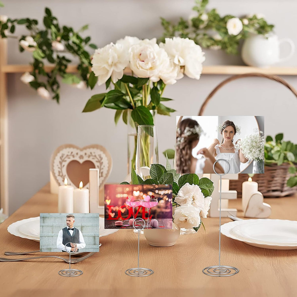 Teling 36 Pieces Table Number Holders 3 Size Place Card Holder Name Numbers Menu Memo Note Card