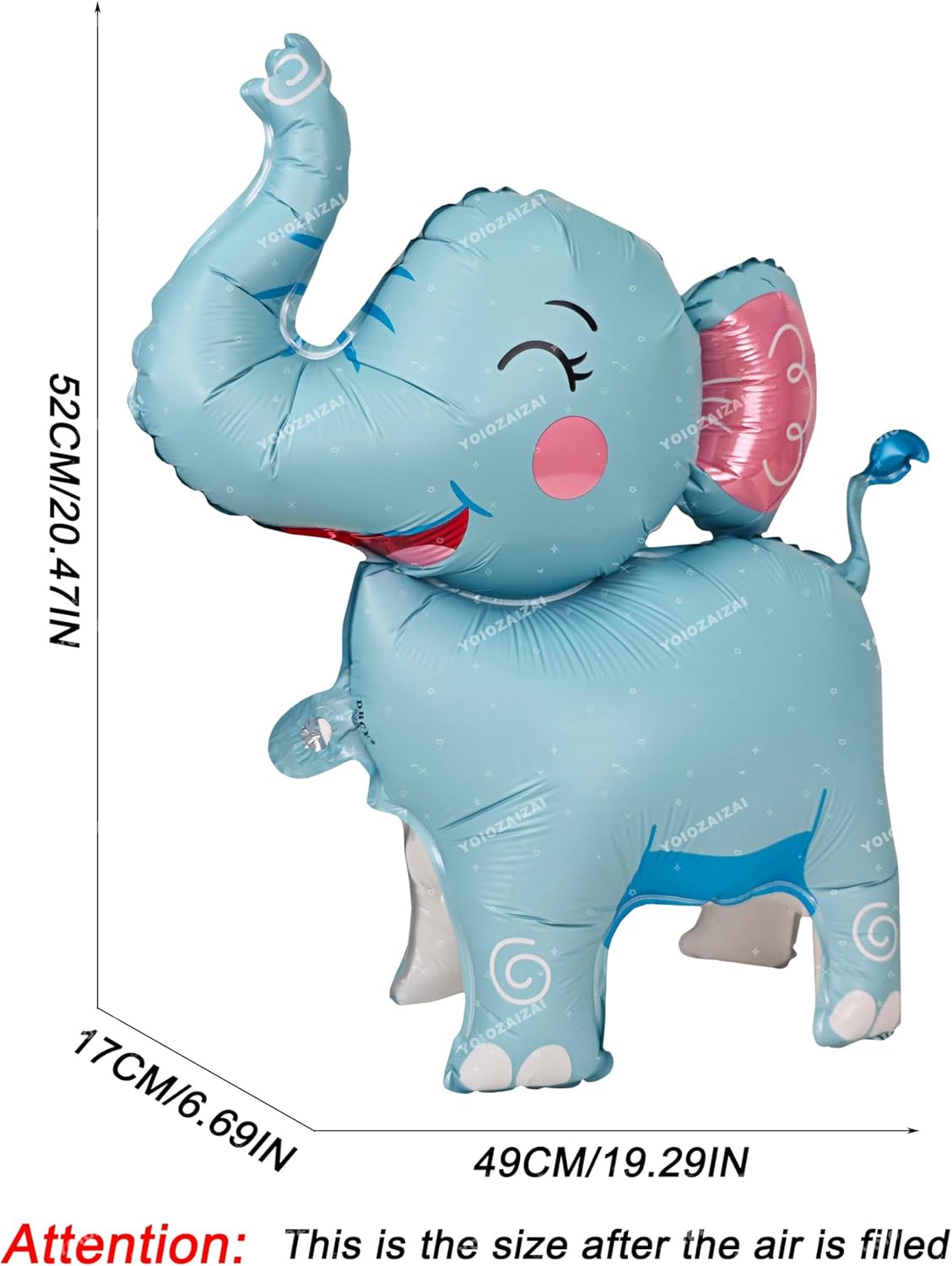 2PCS Matte self-standing elephant animal balloon 3D Jungle Large Elephant Foil Balloons For Kids