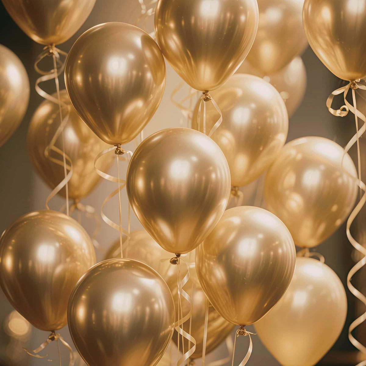 300 Pcs Gold Metallic Chrome Balloons 12 inch Gold Helium Party Balloon for Wedding Baby Shower