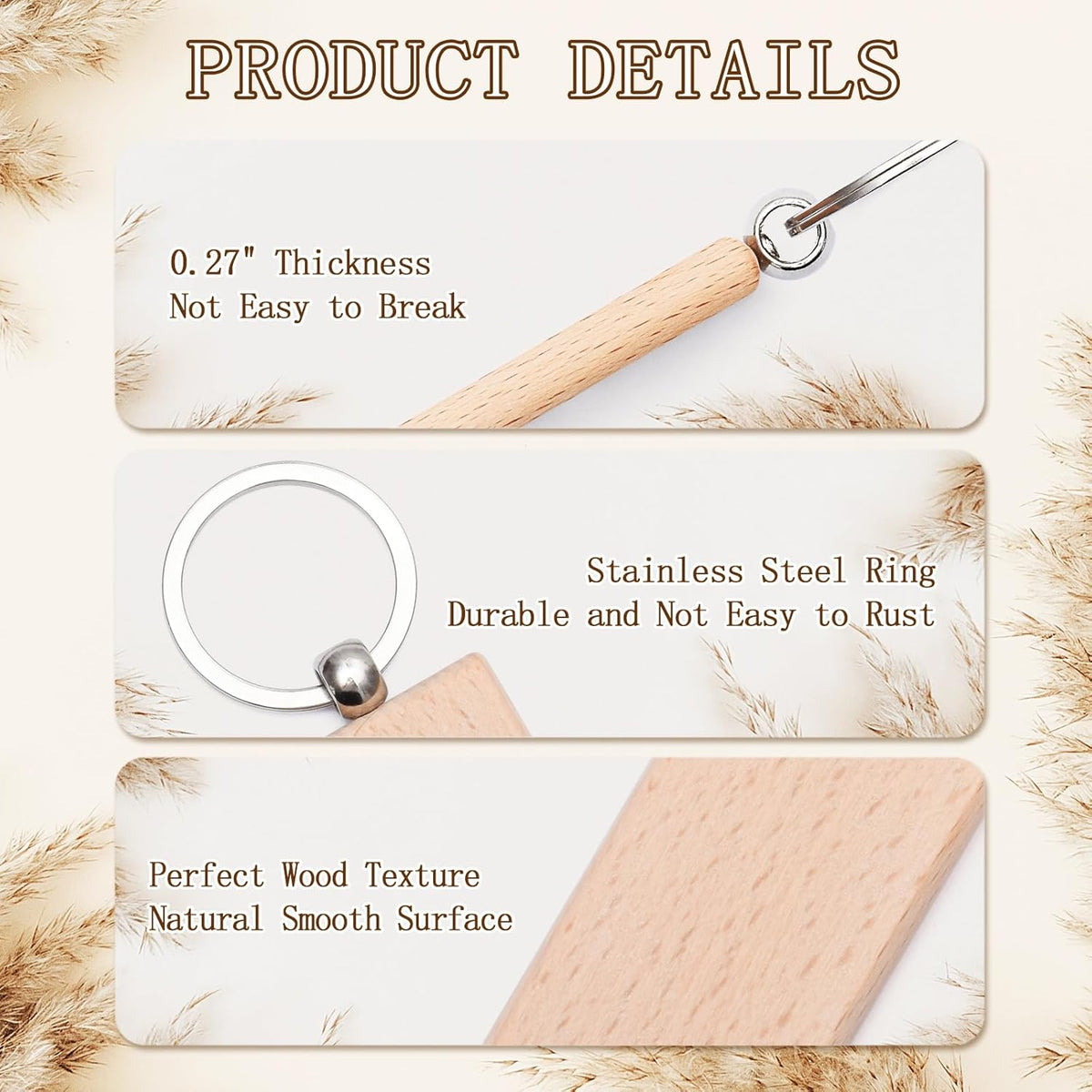 Custom Engraved Wooden Keychain 1-1000Pcs, Personalized Wood Keychains Bulk, Customized Your LOGO &