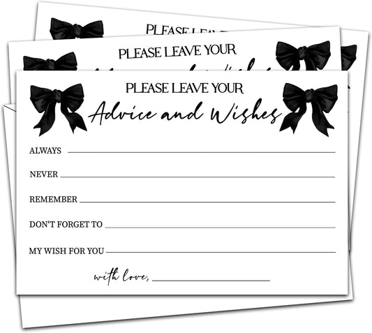 Advice And Wishes Cards (25pcs), Black Bow Advice Cards For Mr And Mrs, Bride And Groom, New