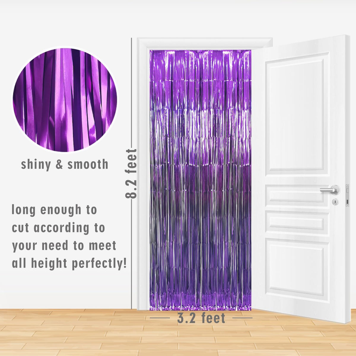 GOER 3.2 ft x 8.2 ft Metallic Tinsel Foil Fringe Curtains Party Photo Backdrop Party Streamers for