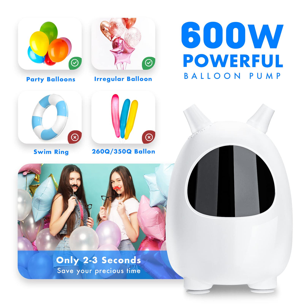 Balloon Pump Electric, SPLAKS Balloons Inflator Air Pump Portable Balloon Blower for Garland Arch