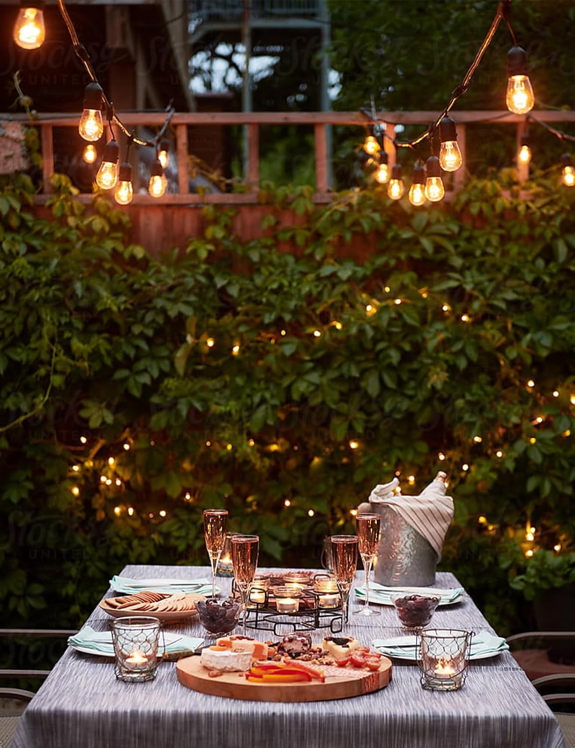 Svater Outdoor String Lights 150FT, E26 Socket, 48pcs S14 Shatterpoof Bulbs, 1 Watt Dimmable 2700K