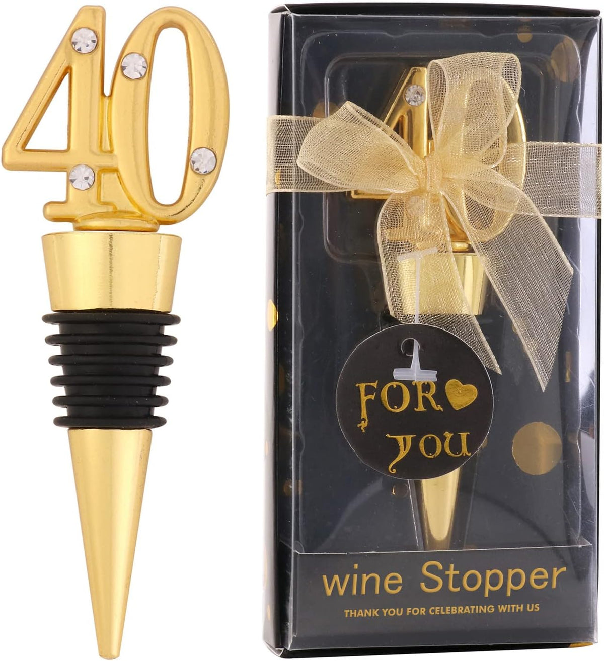 12 Pack 40th Birthday Party Favors For Guests- 40 Years Old Wine Bottle Stopper With Gift Box For