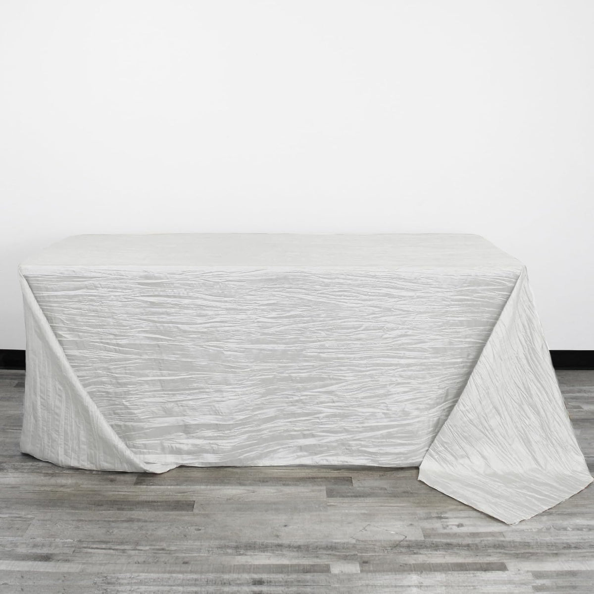 YOUR CHAIR COVERS - 90 x 132 Inch 6ft White Rectangular Crinkle Taffeta Tablecloth – Elegant Table