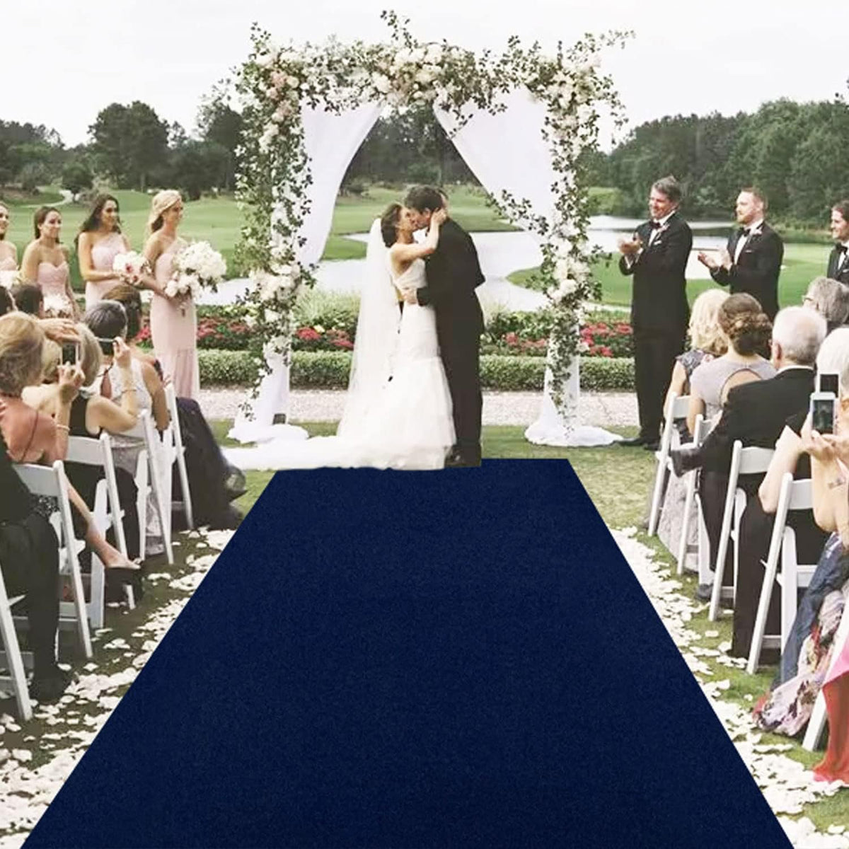 MODFUNS Navy Blue Aisle Runner for Wedding Velvet Aisle Runner Rug 4x30FT Event Carpet Runners