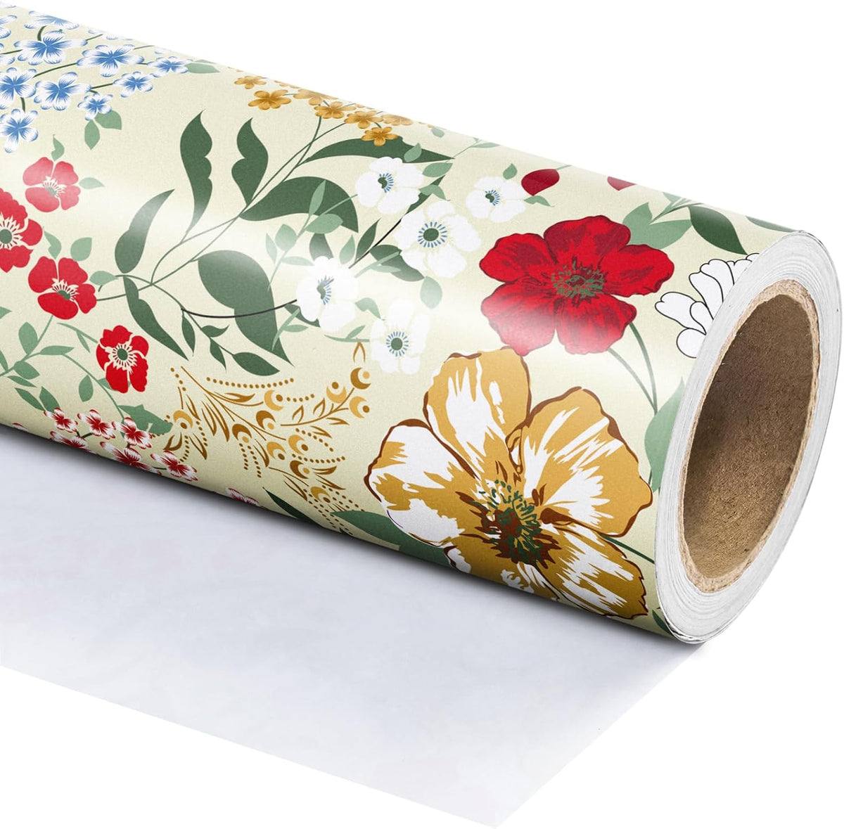 WRAPAHOLIC Floral Wrapping Paper Roll - Mini Roll - 17 Inch x 33 Feet - Wild Flower Wrapping Paper