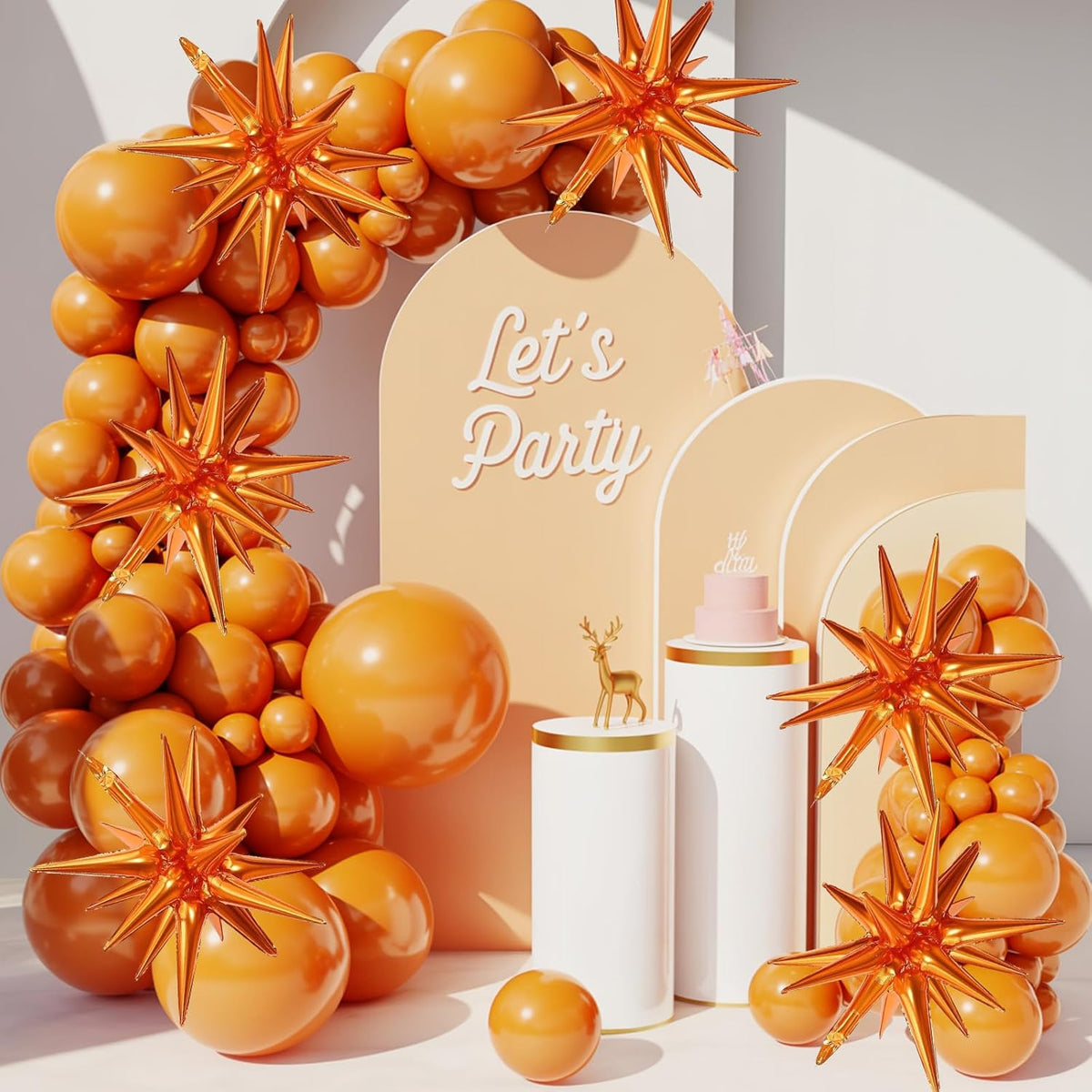 Orange Star Balloons,9Pcs 22Inch Orange Explosion Spike Cone Helium Polyester Film Star Foil