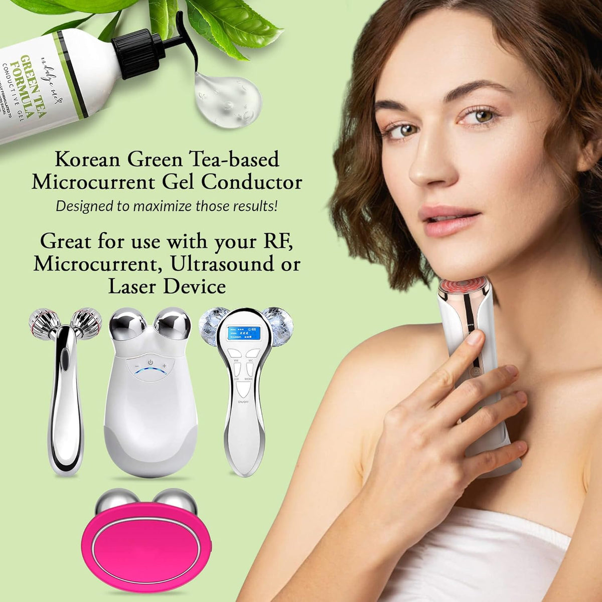 Facial Conductive Gel for Microcurrent Device with Korean Green Tea Extract, Aloe Leaf Water