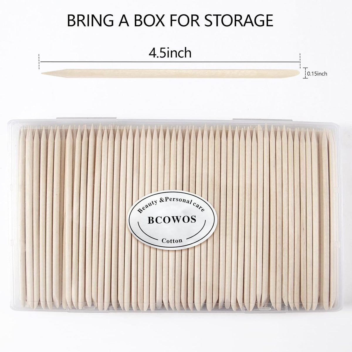 180PCS Orange Sticks for Nails in a Case - 4.5 inch Double Sided Wooden Cuticle Pusher Sticks for