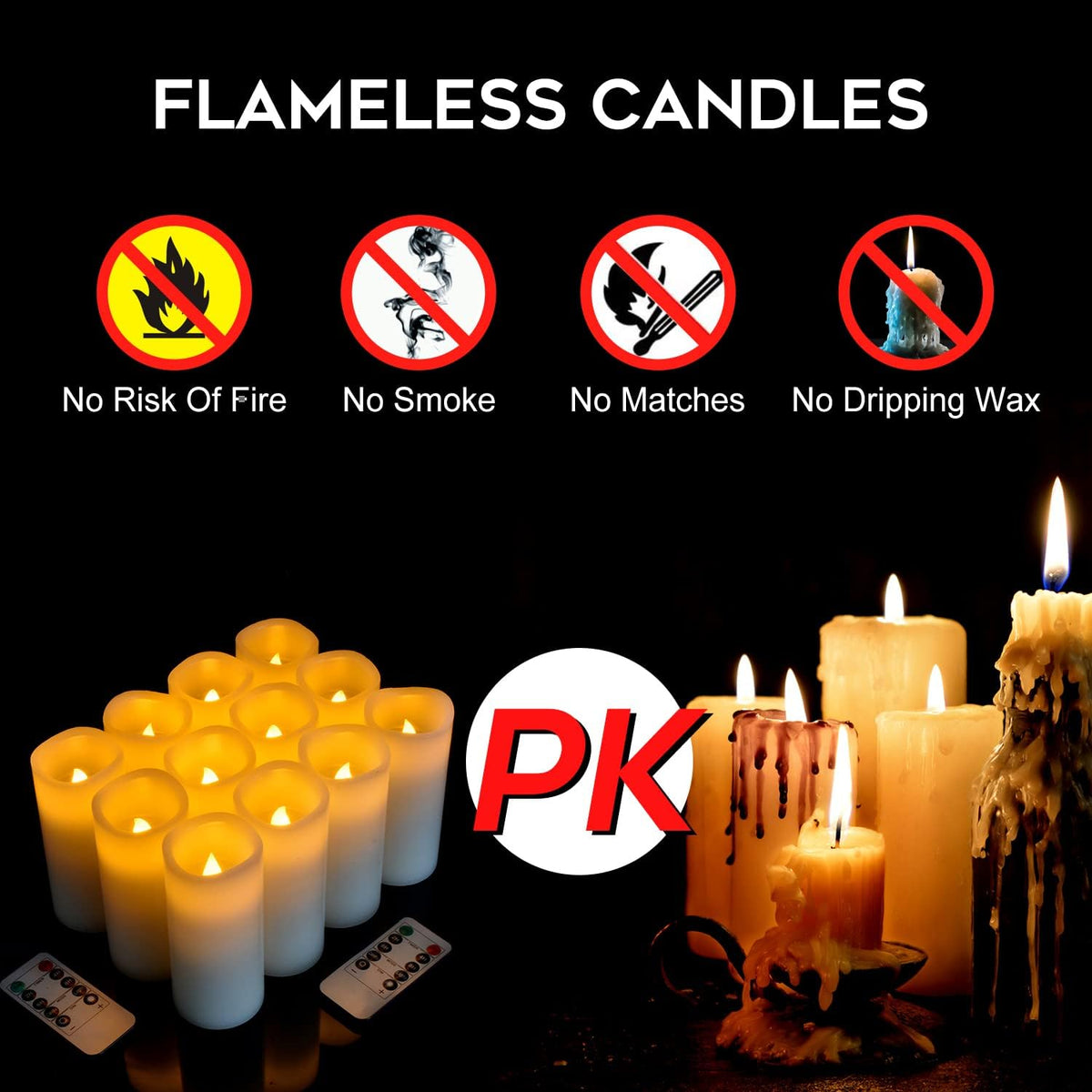 Vinkor Flameless Candles Battery Operated Candles Real Wax Pillar LED Candles with 10-Key Remote