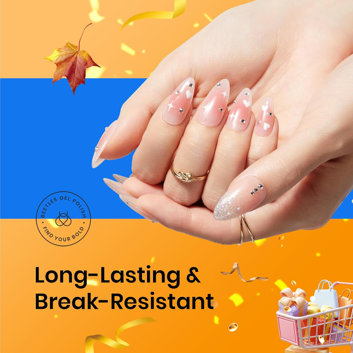 beetles Gel Polish 2 Pcs 15ml Nail Glue Kit for Acrylic Nails, 5 in 1 Super Strong Brush in Nail