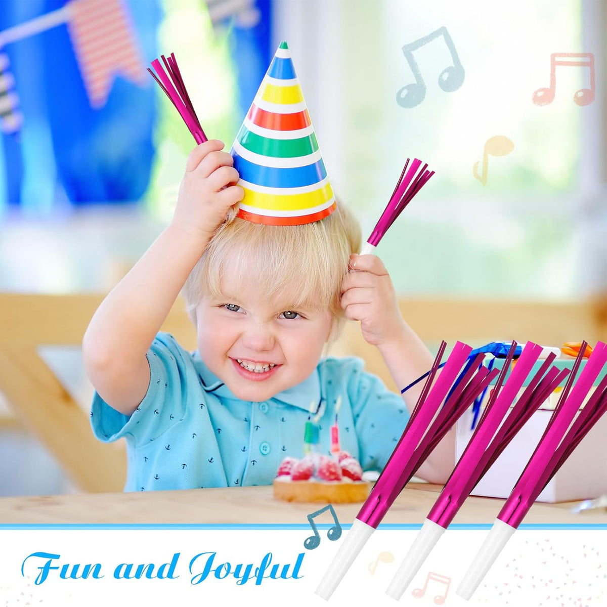 Metallic Fringed Noise Makers, for Noise Makers Party Favors, New Year Party, Baby Shower, Kids
