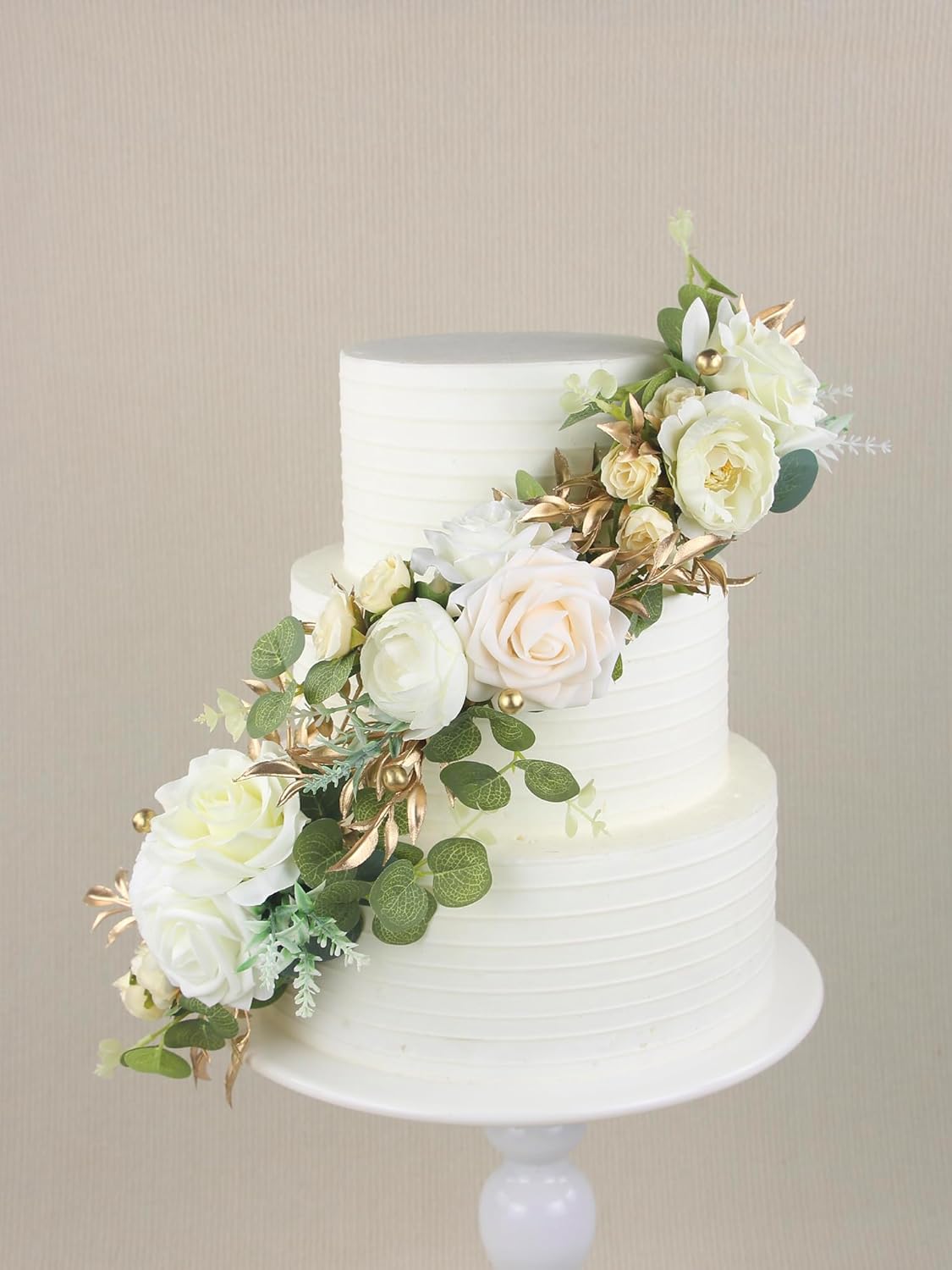 Rinlong 3Pcs Pre-made Cake Toppers Flowers Cake Decorations Wedding Cake Decorating Flowers Decor