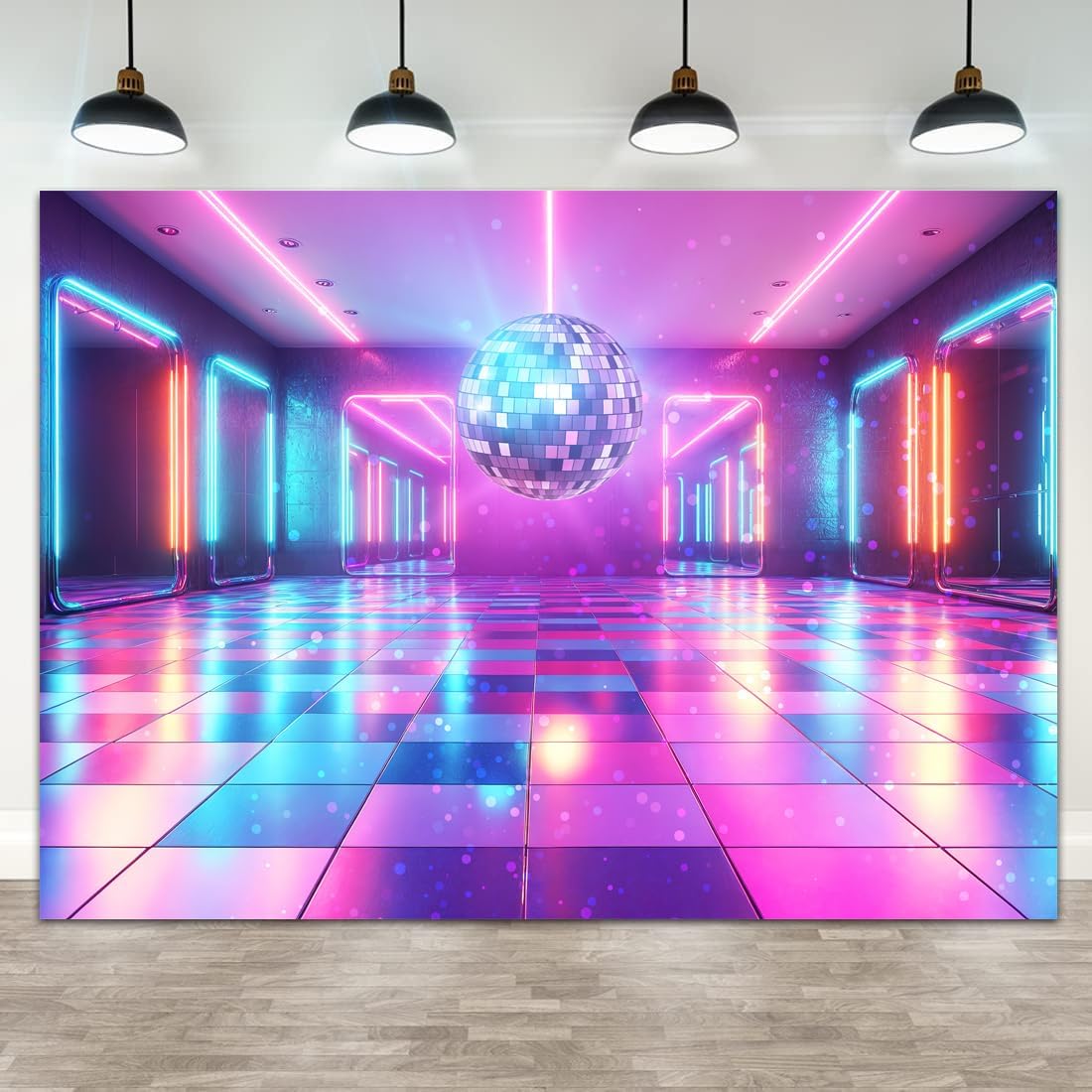 Disco Decorations Backdrop, Retro Glow Party 70s 80s 90s Theme Stage Dance Background Disco Party