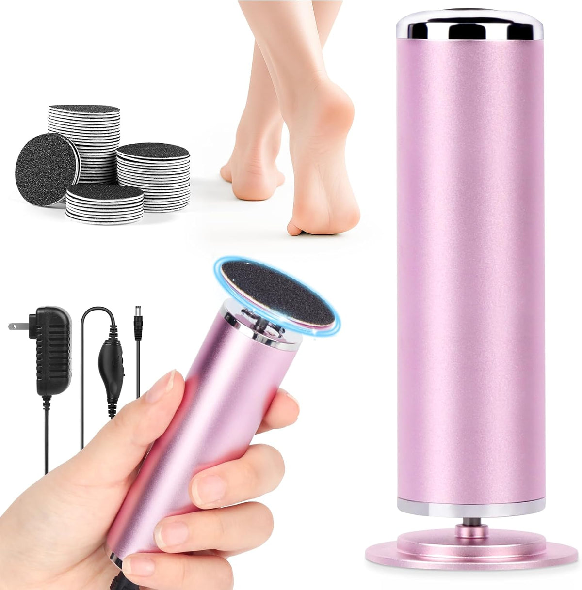 LIONVISON Electric Foot Callus Remover: Adjustable Speed Foot File for Cracked Heels - Working