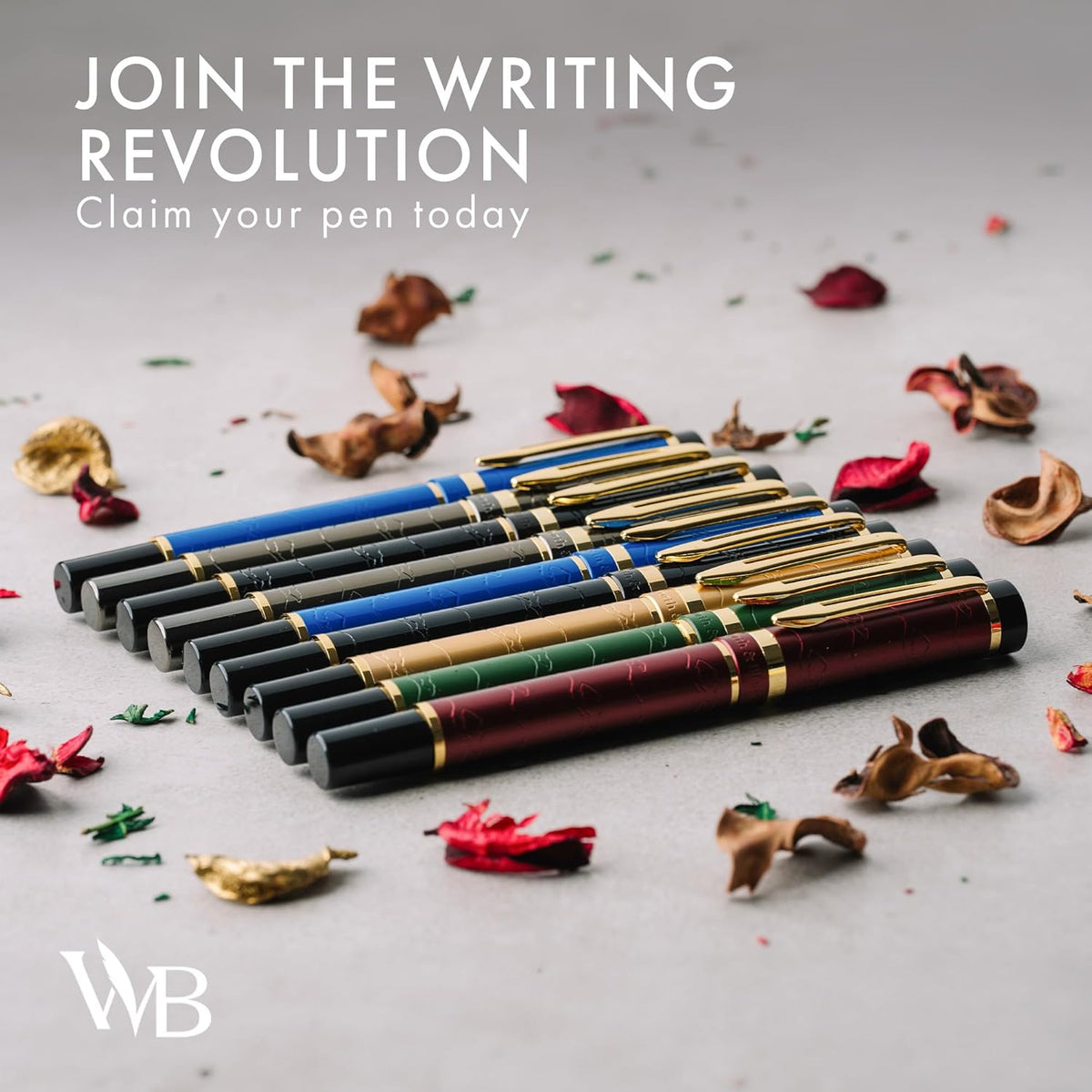 Wordsworth & Black Primori Fountain Pen Set [Red Gold]; Medium Nib, Gift Case, 24 Ink Cartridges