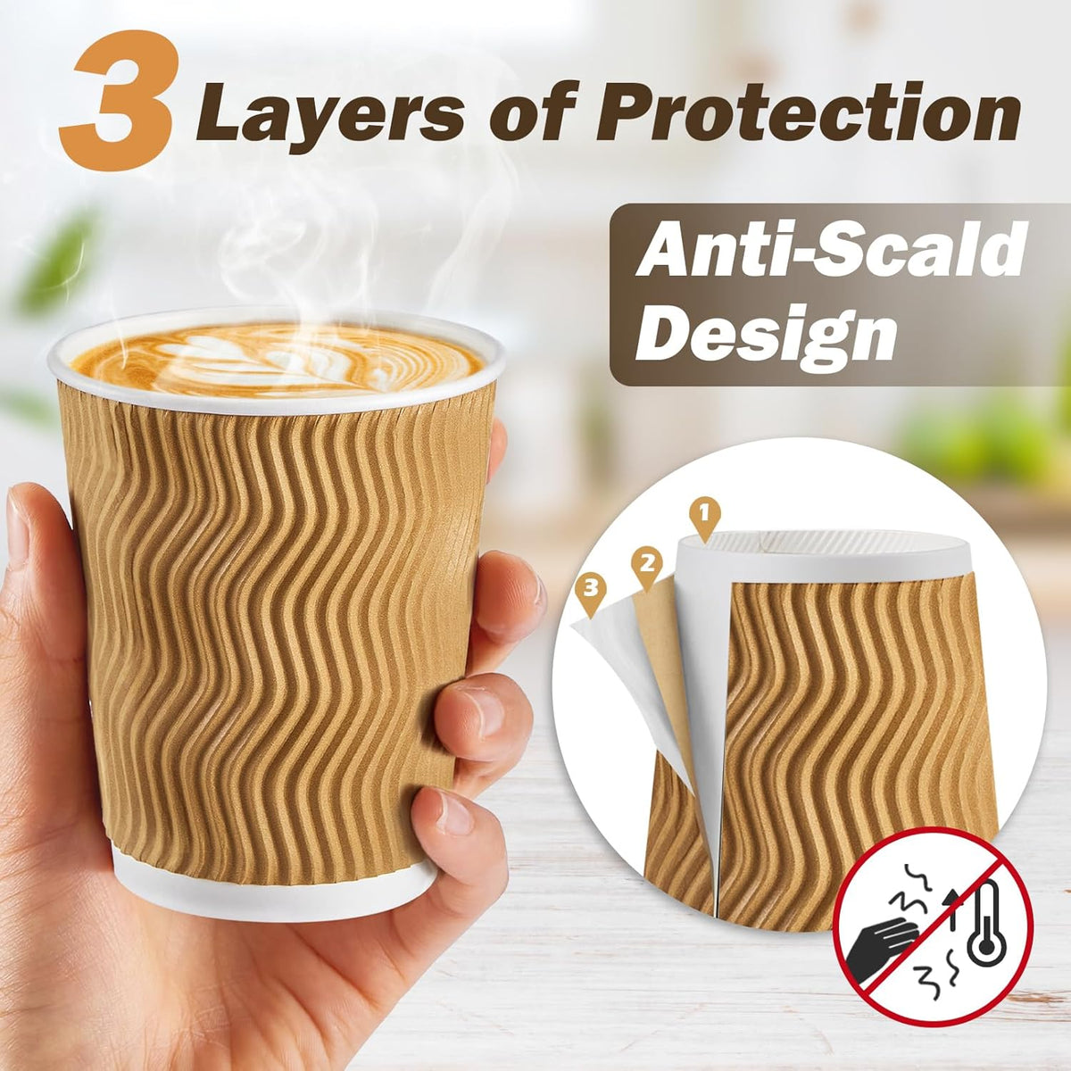 SIUQ 90 Pack - 8 oz Disposable Coffee Cups with Lids and Straws,To go Coffee Cups,Insulated