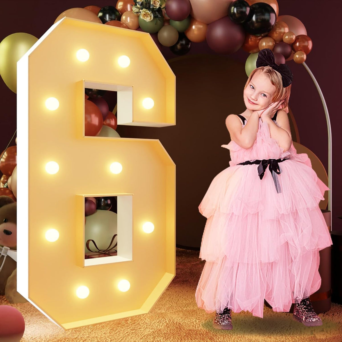 imprsv 4FT Marquee Numbers, Light Up Numbers 6 for 16th 60th Birthday Decorations, Large Light Up 6