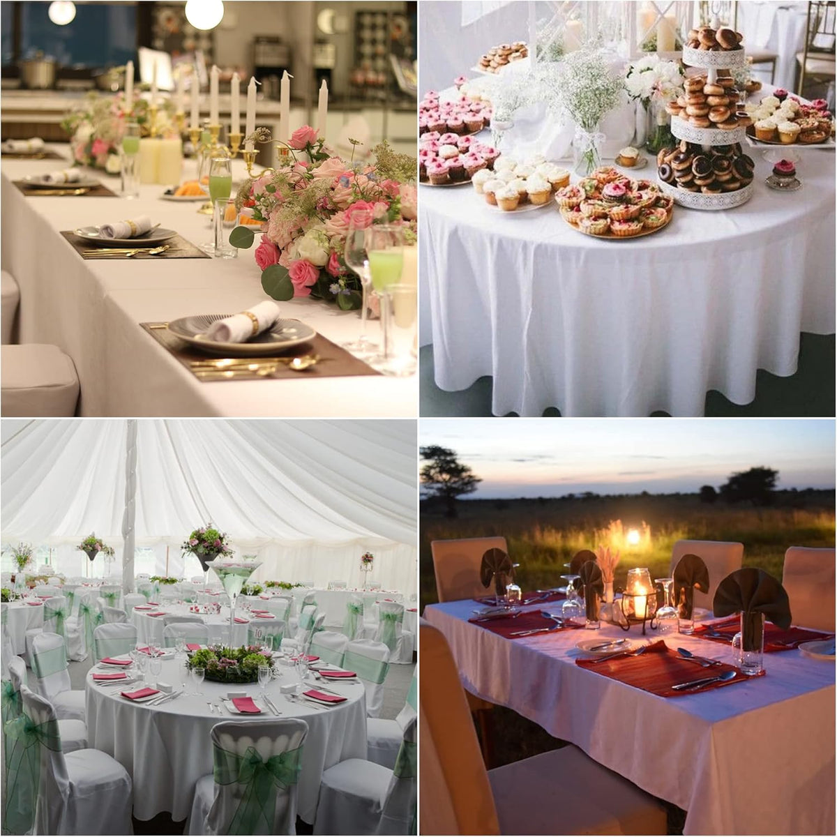 Fokitut 6 Pack Round Tablecloth, 90 Inch, Stain Resistant and Wrinkle Polyester Table Cloth, Fabric