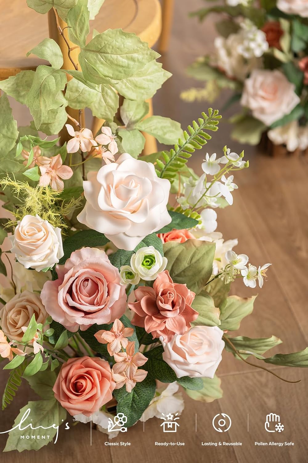 Ling's Moment 17.5" Tall Standing Artificial Flowers Arrangements 4pcs Fall Wedding Aisle Runner