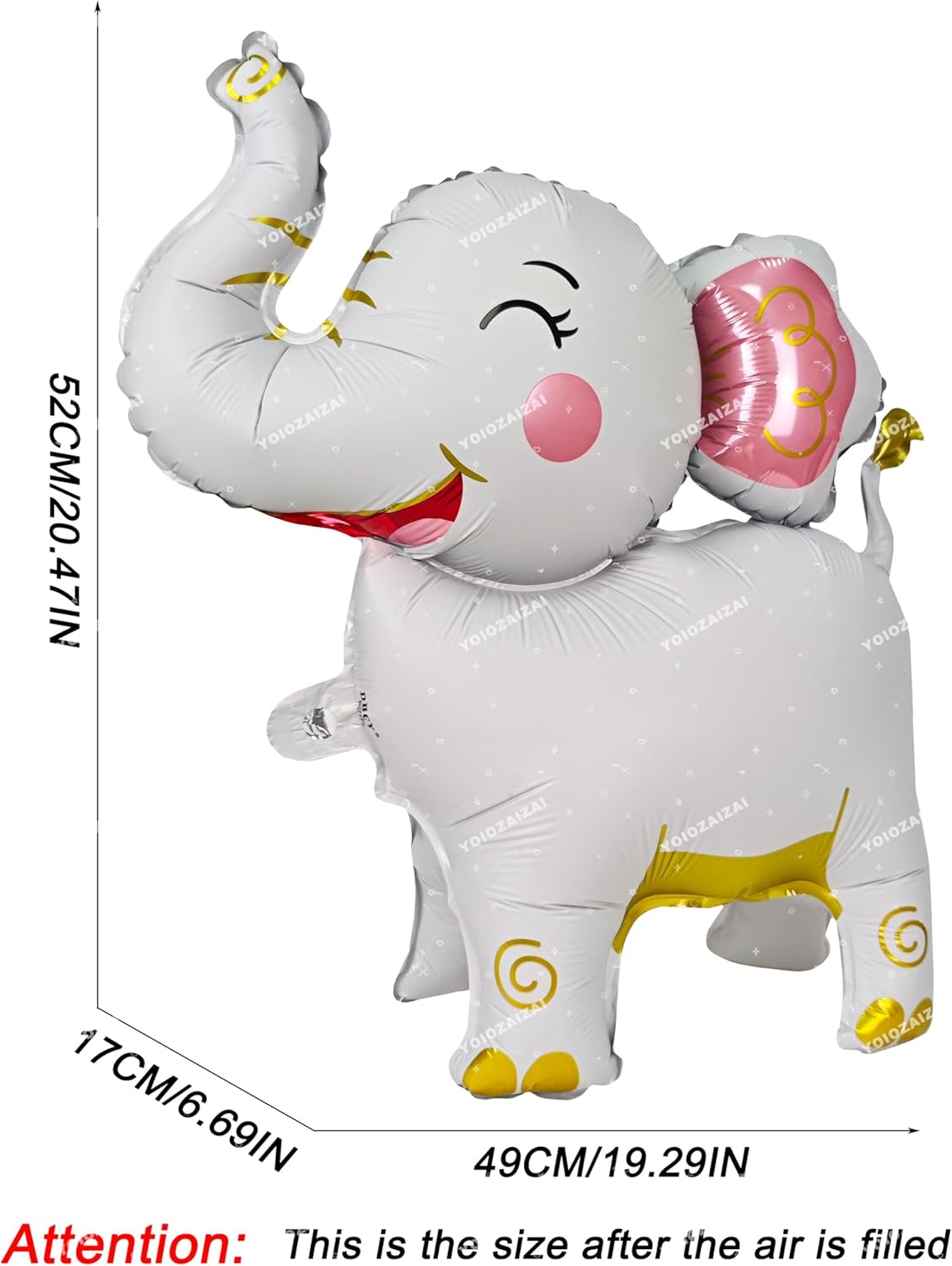 2PCS Matte self-standing elephant animal balloon 3D Jungle Large Elephant Foil Balloons For Kids