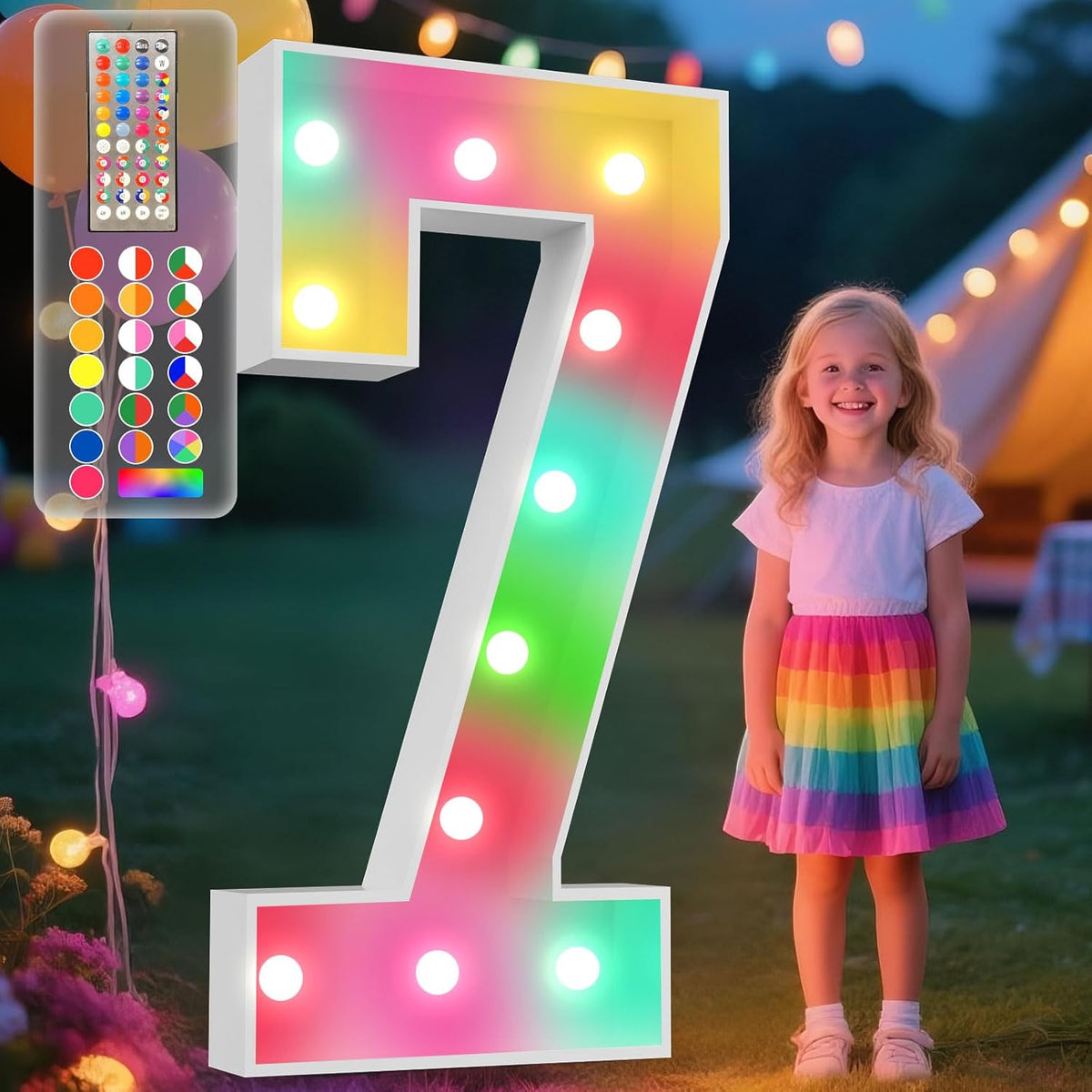 Ledido 4FT Marquee Light Up Numbers, 34 Colors Changing Marquee Numbers 4 Feet Tall with Remote