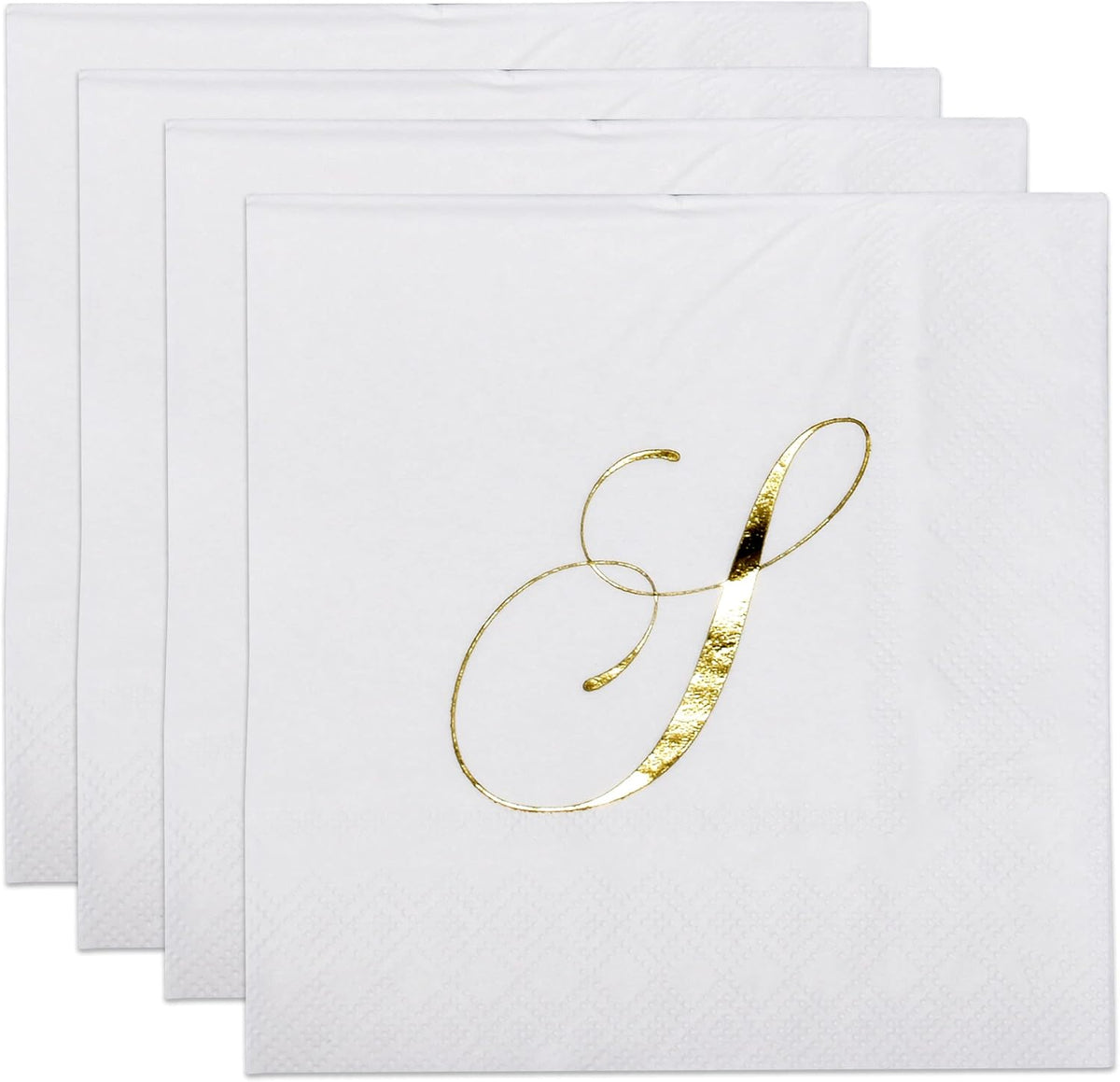 Gift Boutique 100 Gold Monogram Cocktail Napkins Letter S Disposable Paper Pack Elegant Metallic