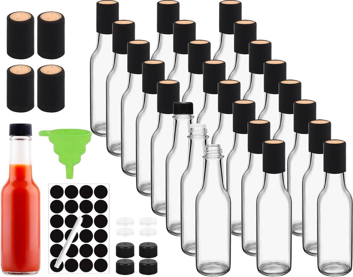 Ahhute Sauce Bottles, 5oz Small Olive Oil Bottles with Shrink Capsules, Mini Vanilla Wine Bottle