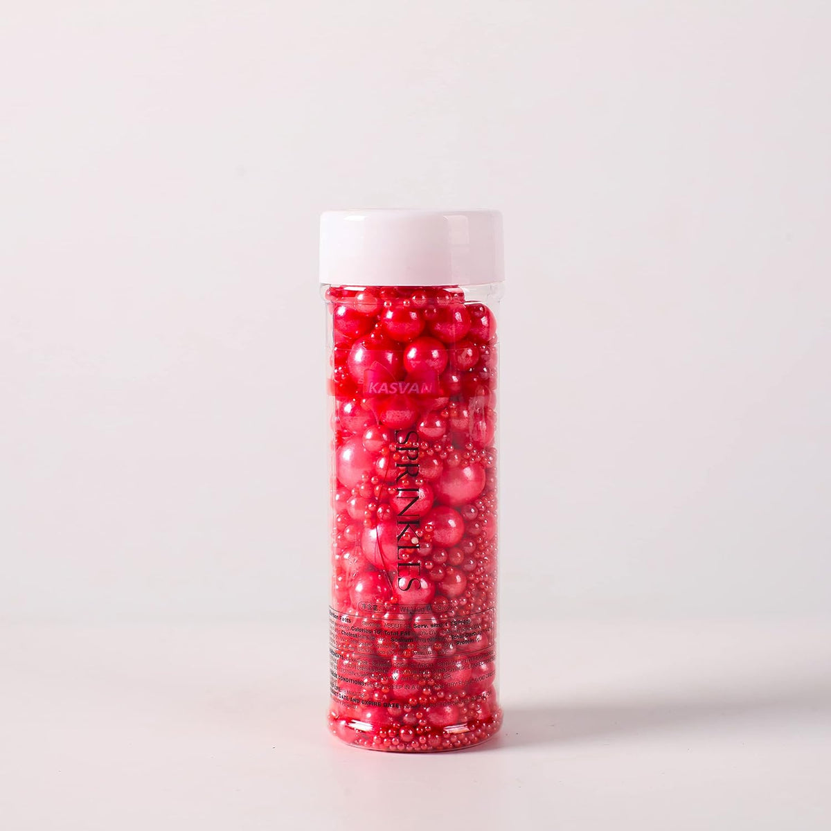 Kasvan Red Pearl Sugar Sprinkles - Edible Candy Pearls 130g/4.58 Oz, Mix Size, Baking Cake